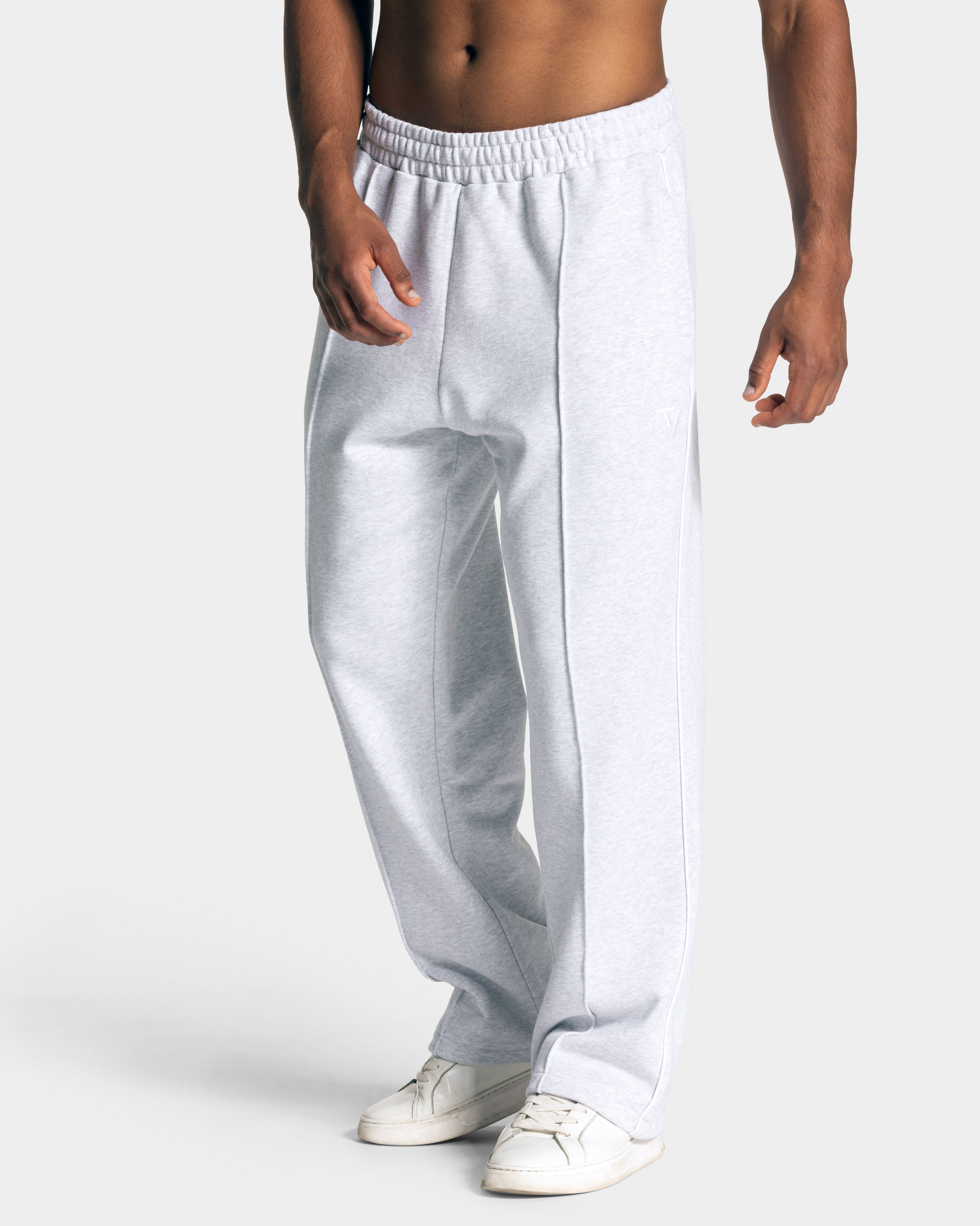 Contrastline Straight Leg Jogger "Weiß Meliert - Weiß"